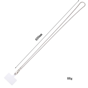 Universal silver metal chain phone lanyard with connector pad, length 600mm, weight 88g