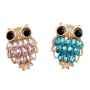 Accesorio de búho en aleación de zinc con cristales rosa y azul para coche y joyería