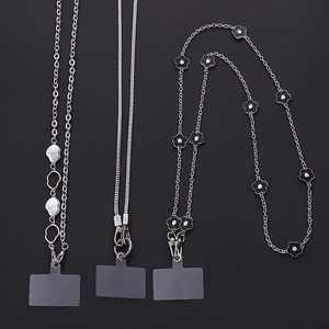Fashion Metal Alloy PVC Phone Chain Crossbody Neck Lanyard Anti-Drop Mobile Phone Strap With Flower Geometric Charms For Women