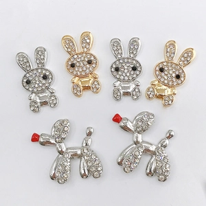 DIY rhinestone jewelry set with gold and silver rabbits and balloon dogs charms