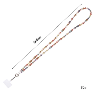 Colorful 600mm acrylic beaded crossbody mobile phone lanyard strap with metal ring
