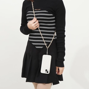 Crossbody wavy cell phone case with stylish long chain strap for daily anti-drop protection