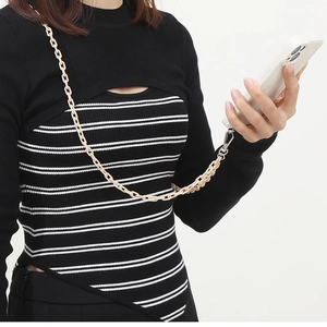 Crossbody phone strap with cream acrylic chunky chain and metal lobster clasps