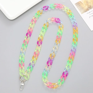Colorful acrylic link chain strap with metallic lobster clasp for phone or bags