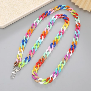 Rainbow acrylic chain strap for phone or bag with silver metal lobster clasps