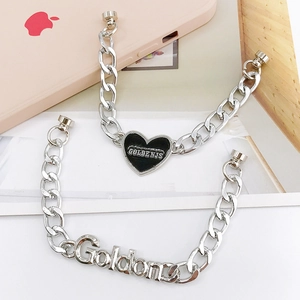 Set de bracelets à chaîne gourmette argentée avec pendentif cœur et breloque lettre Golden