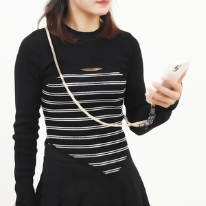 Apricot faux leather crossbody phone strap with durable black metal hooks for smartphones