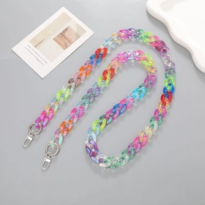 Bunte Acryl-Gliederkette mit Metallverschlüssen für Taschen und Mobiltelefone