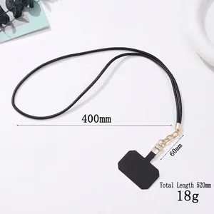 Cordon de téléphone rétro en cuir véritable avec boucle dorée et patch de connexion