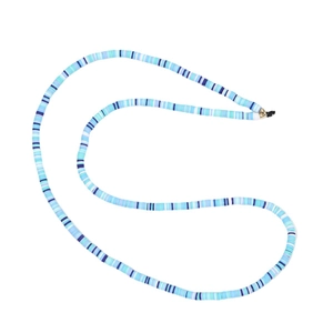 Bijou de téléphone en perles heishi d'argile polymère bleue avec fermoir doré