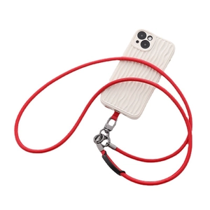 Cordon de téléphone croisé de 6mm tressé rouge avec anneaux métalliques et fermoirs