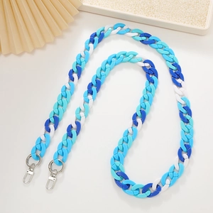 Blaue und weiße Acryl-Kette mit Karabinerverschlüssen für Taschen oder Handys