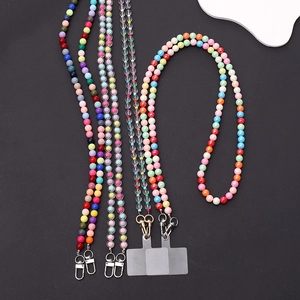 Colorful Acrylic Beaded Phone Lanyard Shoulder Strap Crossbody Phone Chain Women Fashion Anti-Drop Phone Case Accessory