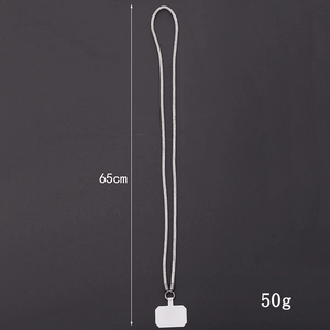Crossbody 65cm silver rhinestone phone lanyard chain with secure metal clip and pad