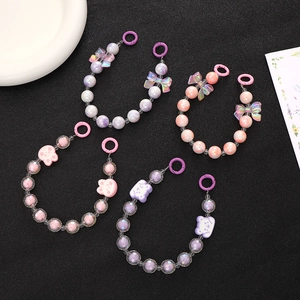 Handmade Beaded Phone Case Chain Portable Hand Strap With Cute Bow Rabbit Bear Charms For Bag Key Decor Women Sweet Accessories