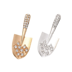 Creative zinc alloy shovel-shaped jewelry accessories with sparkling rhinestones set