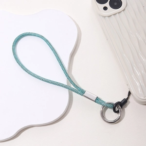 Dragonne de luxe bleu ciel pour téléphone portable avec strass et design étincelant