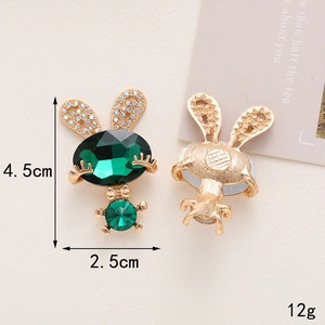 Cute bunny DIY accessory with green gemstones and rhinestones for shoes and cases