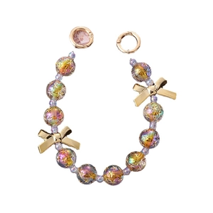 Holographic star beads and gold bows mobile phone chain with metal spring clasps