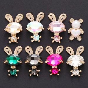 Colorful bunny and bear jewelry charms with gemstone accents for DIY accessories
