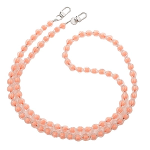 Crossbody beaded phone strap with peach pumpkin beads and silver metal lobster clasps