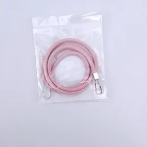 Pink faux leather 6mm round crossbody phone strap with silver lobster clasps