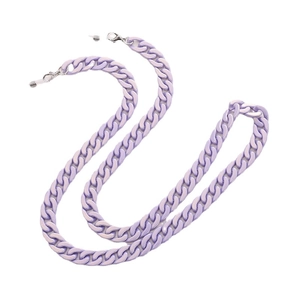 Chaîne de lunettes minimaliste en acrylique violet clair avec boucles en silicone souple