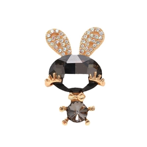 Cute bunny charm with grey crystals and rainbow rhinestones for DIY crafts and accessories