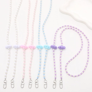Beaded Phone Chain Crossbody Artificial Pearl Strap With Acrylic Cloud Charm Mobile Phone Case Lanyard Hanging Decoration Women Jewelry