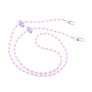 Purple and white acrylic beaded phone strap with cute cloud charms and metal clasps