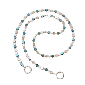 Colorful beaded crossbody chain for phone or bag with silver metal spring ring buckles