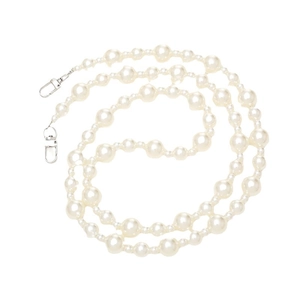 Crossbody ABS pearl phone strap with alternating bead sizes and silver lobster clasps