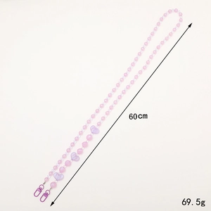 Chaîne bandoulière perlée étoile lumineuse de 60cm avec breloques cœur et fermoirs violets