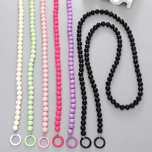 Acrylic Candy Color Earth Bead Phone Lanyard Long Crossbody Chain Strap For Women Anti-lost Bag Accessory Fashion Phone Chain