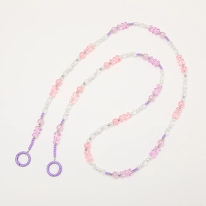 Colorful beaded crossbody phone strap with gummy bear charms and metal clasps