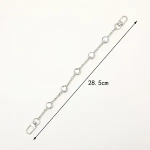 Catena a tracolla in lega d'argento con 6 gemme e moschettoni per cellulare, lunga 28,5 cm