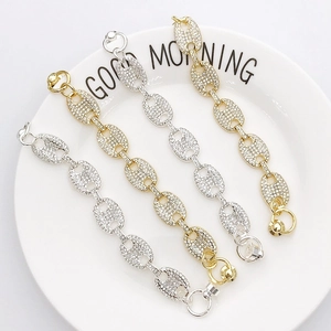 Ensemble de bracelets à maillons en alliage avec strass en finitions or et argent