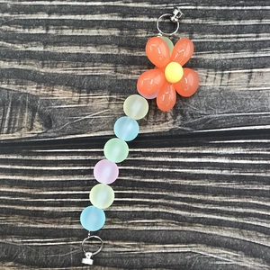 Colorful floral beaded pendant with matte beads and silver metal rings for DIY accessories