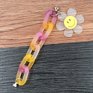 Farbverlauf Acryl Kette Armband mit Sonnenblume Anhänger und gelbem Smiley-Muster