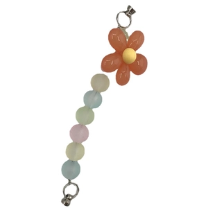 Morandi frosted beaded flower charm strap with silver magnetic buckle and acrylic petals