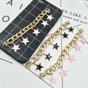 DIY gold star pendant chain bracelets for hole shoes and phone cases in three colors