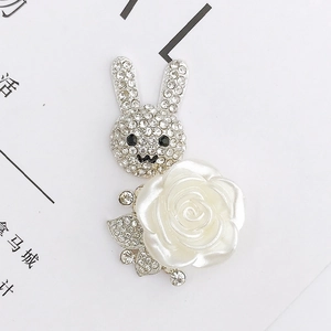 Sparkling zinc alloy rabbit and pearl rose DIY accessory for phone cases and jewelry