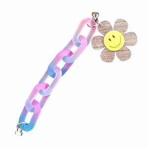 Acrylkette mit Farbverlauf und Smiley-Sonnenblumen-Anhänger für Handys und Armbänder