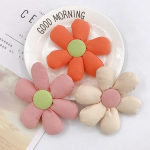 Three macaron cotton stuffed sunflowers for DIY phone cases and hair accessories