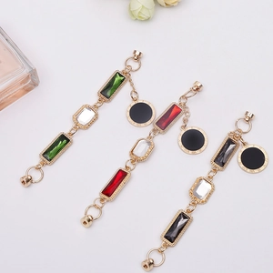 Vintage Alloy Rhinestone Pendant Roman Numerals Charm DIY Jewelry Bracelet Making Accessories Rectangular Gem Pendant