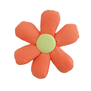 Padded plush sunflower accessory with bright orange petals and pale yellow green center