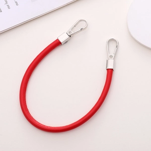 Red leather hand strap with silver metal lobster clasps for bags and phone cases