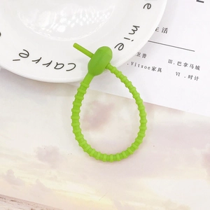 Adjustable bright green silicone cable tie strap for DIY accessories and home organization