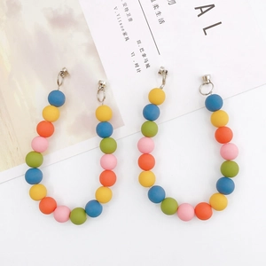 Colorful Matte Acrylic Bead Bag Strap Phone Lanyard Multicolor Candy Bead Chain With Silver Metal Rings DIY Accessory