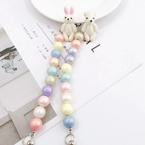 Colorful macaron acrylic bead charms with flocked bear and bunny for phone cases